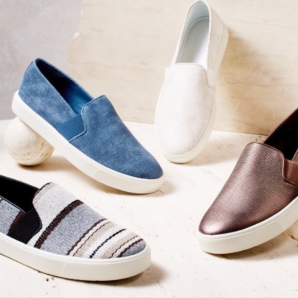 Vince Blair 12 Suede Slip On Sneaker Flats Blue Indigo 8